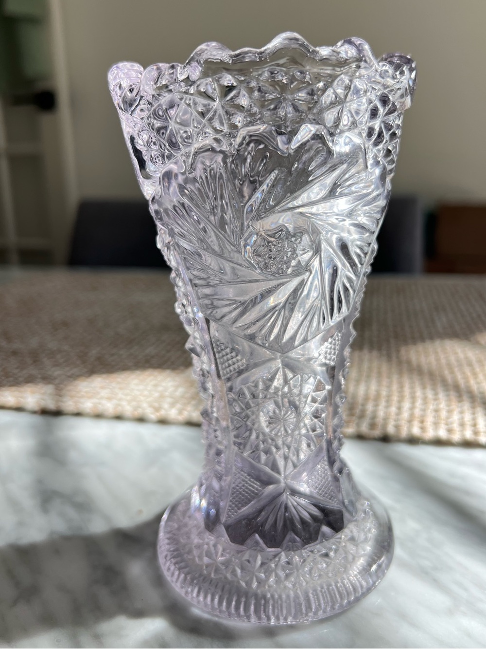 VTG LE Smith Cut Glass Vase “Comets in the stars”
